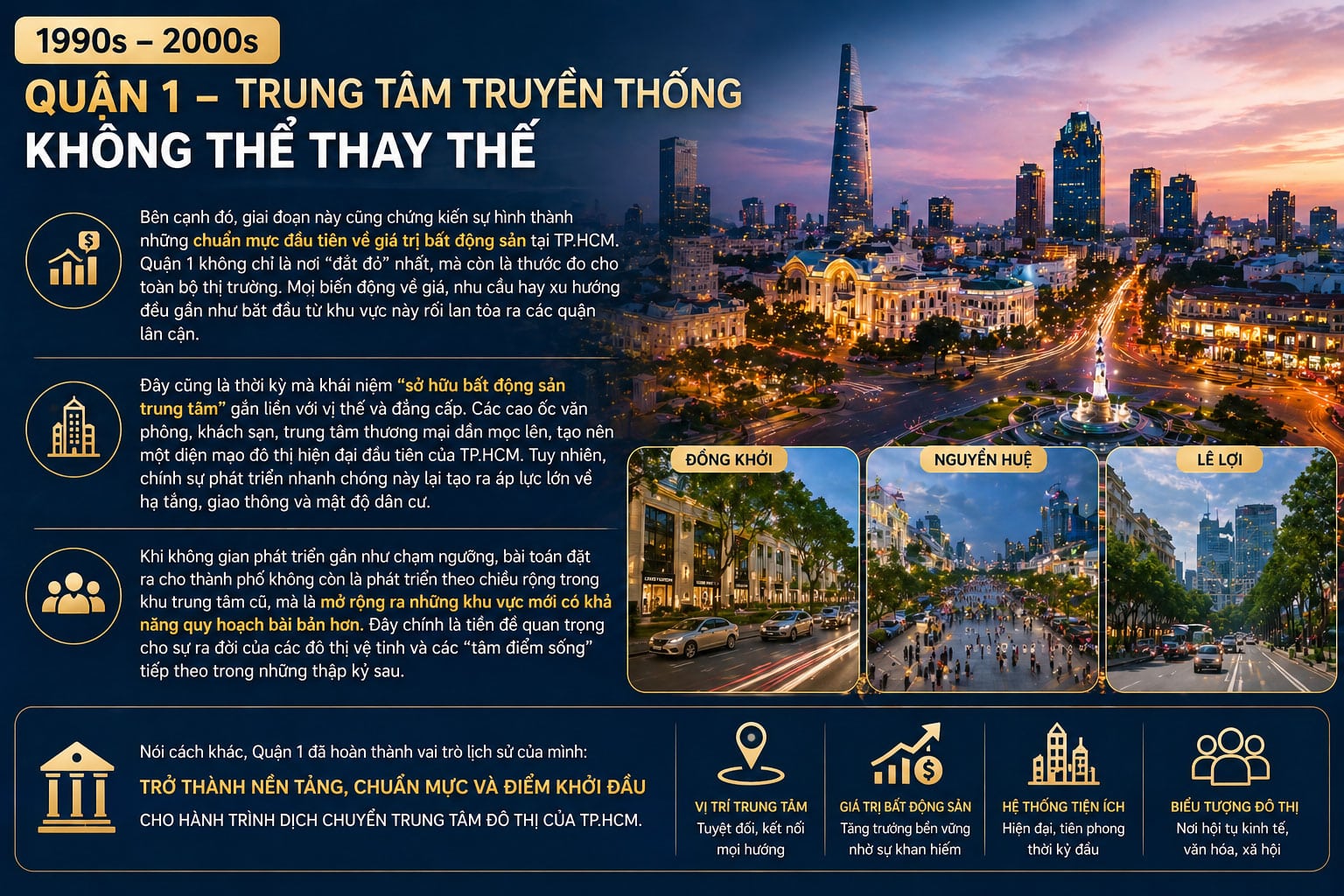 Giai đoạn 1990 – 2000: Quận 1 – Trung tâm truyền thống không thể thay thế